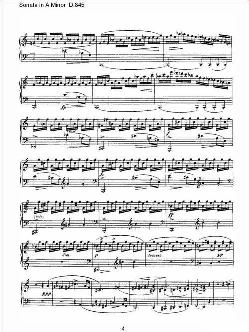 Sonata in A Minor D.845-A小调奏鸣曲 D.845-钢琴谱