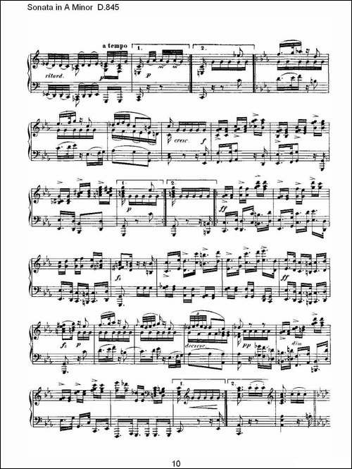 Sonata in A Minor D.845-A小调奏鸣曲 D.845-钢琴谱