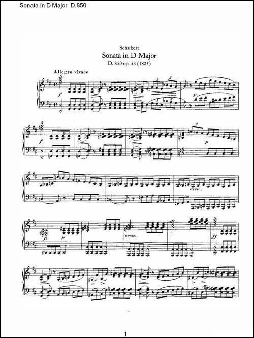 Sonata in D Major D.850-D大调奏鸣曲 D.850-钢琴谱