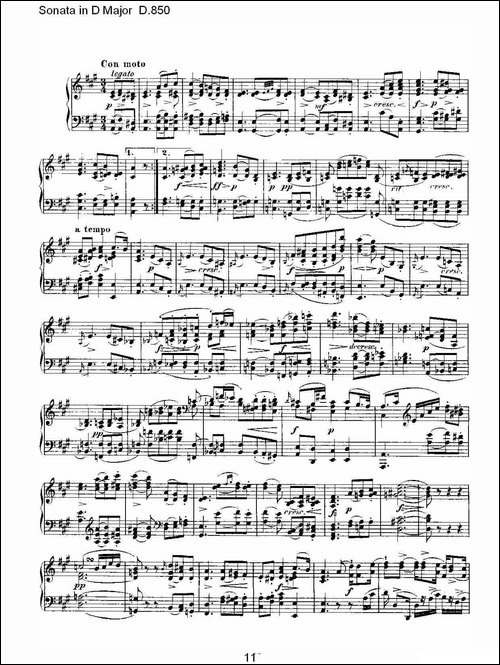 Sonata in D Major D.850-D大调奏鸣曲 D.850-钢琴谱