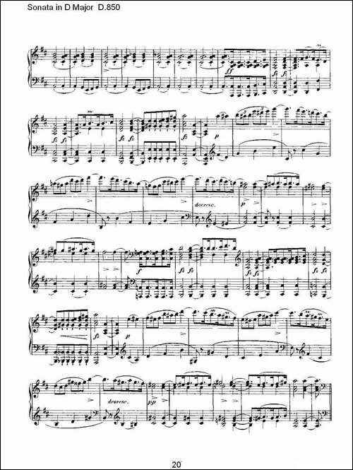 Sonata in D Major D.850-D大调奏鸣曲 D.850-钢琴谱