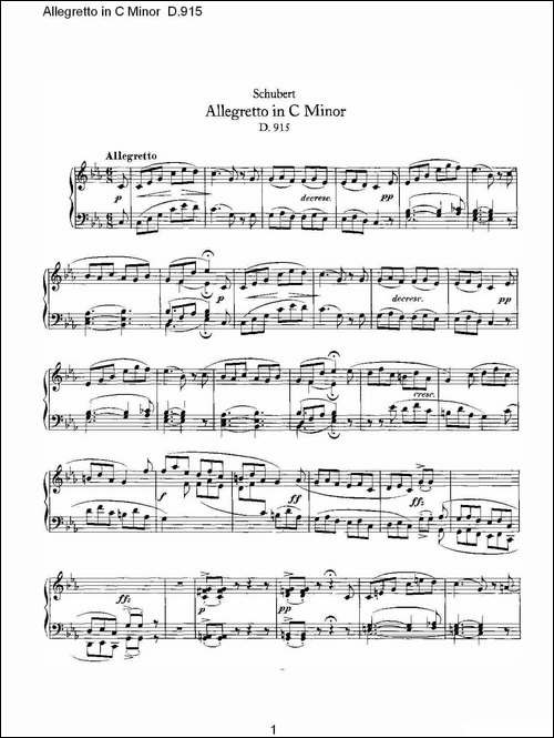 Allegretto in C Minor D.915-C小调快板 D.915-钢琴谱