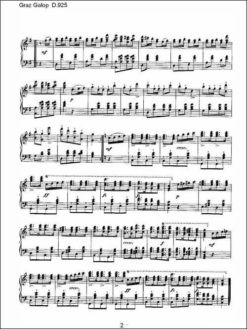 Graz Galop D.925-格拉茨快步舞 D.925-钢琴谱