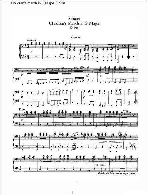 Children's March in G Major D.928-G大调儿童进行曲 D.928-钢琴谱