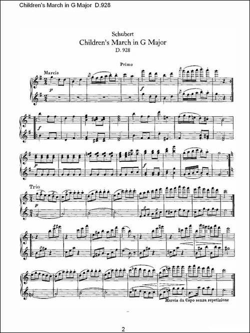 Children's March in G Major D.928-G大调儿童进行曲 D.928-钢琴谱