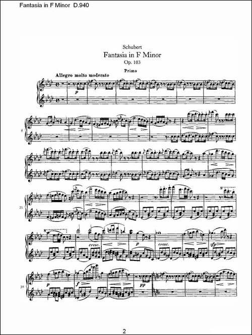 Fantasia in F Minor D.940-F小调幻想曲D.940-钢琴谱