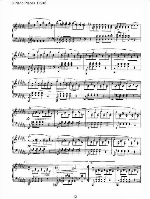3 Piano Pieces D.946-钢琴三联奏D.946-钢琴谱