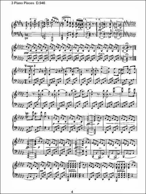 3 Piano Pieces D.946-钢琴三联奏D.946-钢琴谱