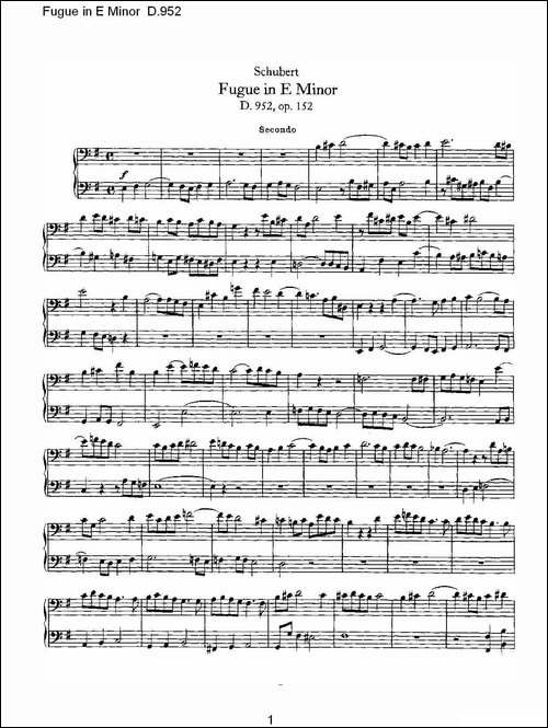 Fugue in E Minor D.952-E小调赋格曲 D.952-钢琴谱