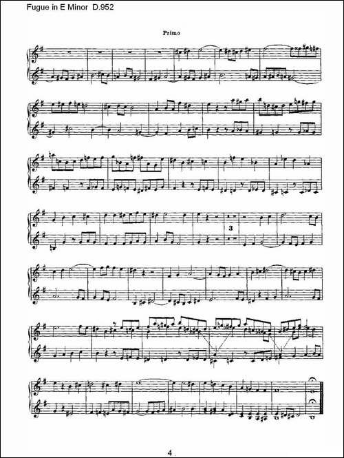 Fugue in E Minor D.952-E小调赋格曲 D.952-钢琴谱