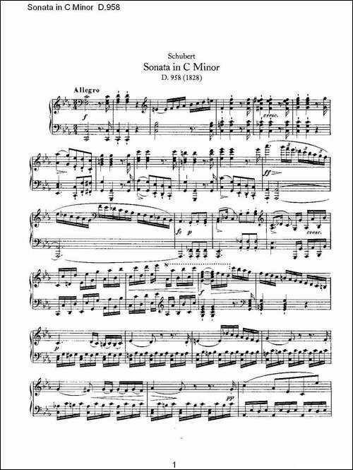 Sonata in C Minor D.958-C小调奏鸣曲 D.958-钢琴谱