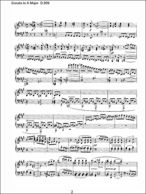Sonata in A Major D.959-A大调奏鸣曲 D.959-钢琴谱