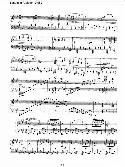 Sonata in A Major D.959-A大调奏鸣曲 D.959-钢琴谱