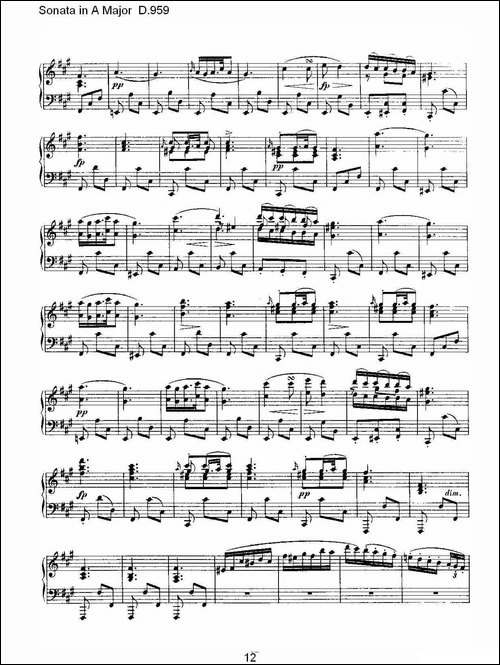 Sonata in A Major D.959-A大调奏鸣曲 D.959-钢琴谱