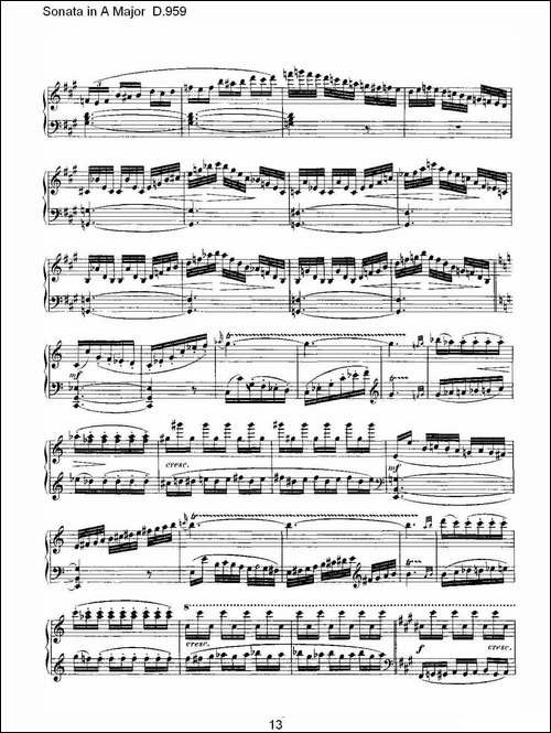 Sonata in A Major D.959-A大调奏鸣曲 D.959-钢琴谱
