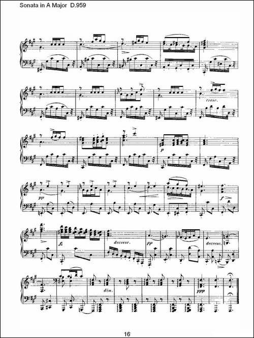 Sonata in A Major D.959-A大调奏鸣曲 D.959-钢琴谱