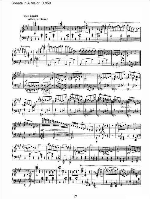 Sonata in A Major D.959-A大调奏鸣曲 D.959-钢琴谱