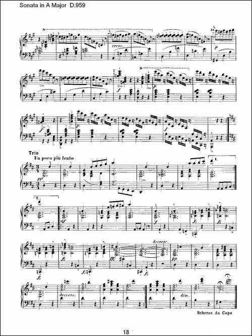 Sonata in A Major D.959-A大调奏鸣曲 D.959-钢琴谱