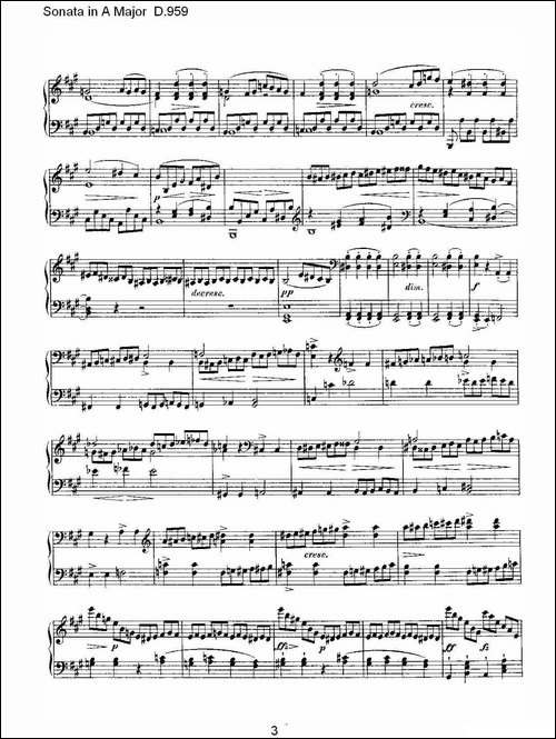 Sonata in A Major D.959-A大调奏鸣曲 D.959-钢琴谱