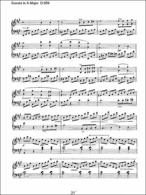 Sonata in A Major D.959-A大调奏鸣曲 D.959-钢琴谱