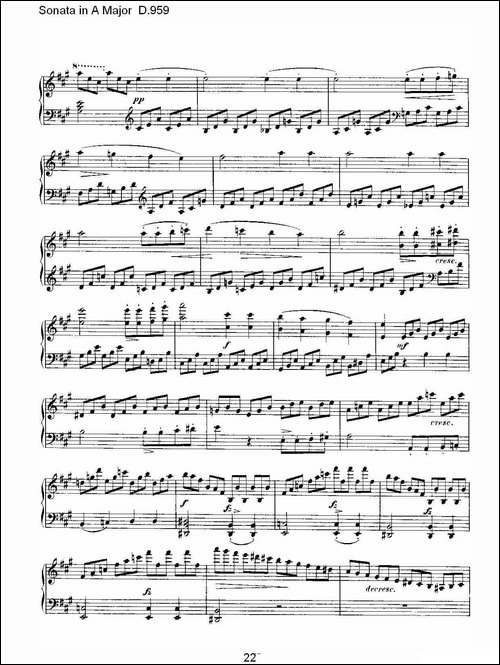Sonata in A Major D.959-A大调奏鸣曲 D.959-钢琴谱