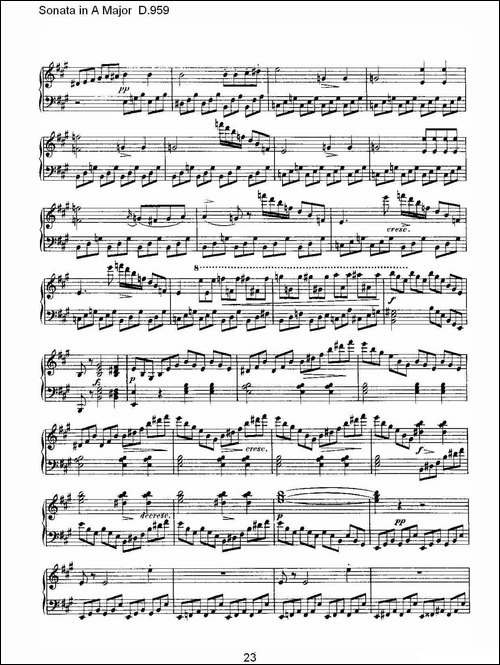 Sonata in A Major D.959-A大调奏鸣曲 D.959-钢琴谱