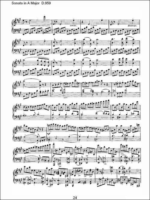 Sonata in A Major D.959-A大调奏鸣曲 D.959-钢琴谱