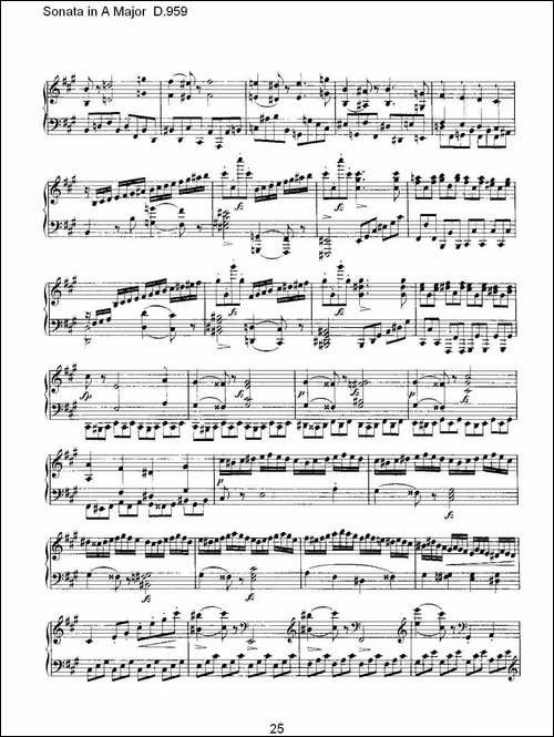 Sonata in A Major D.959-A大调奏鸣曲 D.959-钢琴谱