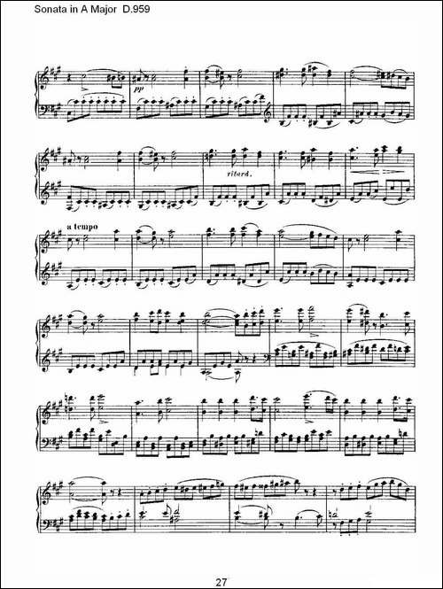 Sonata in A Major D.959-A大调奏鸣曲 D.959-钢琴谱