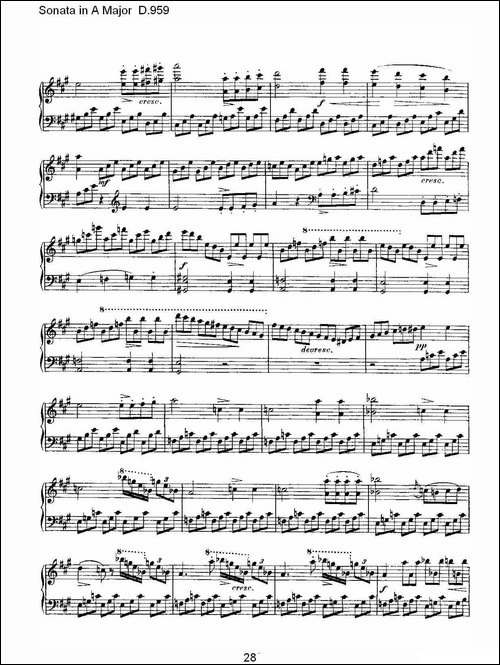 Sonata in A Major D.959-A大调奏鸣曲 D.959-钢琴谱