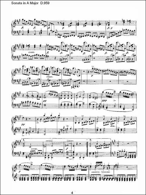 Sonata in A Major D.959-A大调奏鸣曲 D.959-钢琴谱