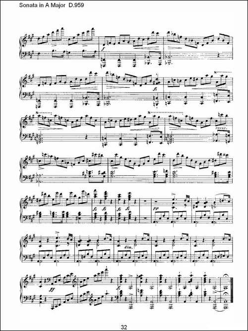 Sonata in A Major D.959-A大调奏鸣曲 D.959-钢琴谱