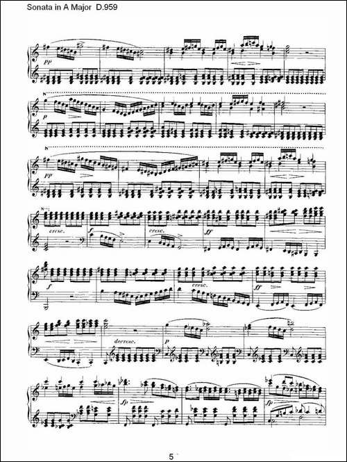 Sonata in A Major D.959-A大调奏鸣曲 D.959-钢琴谱