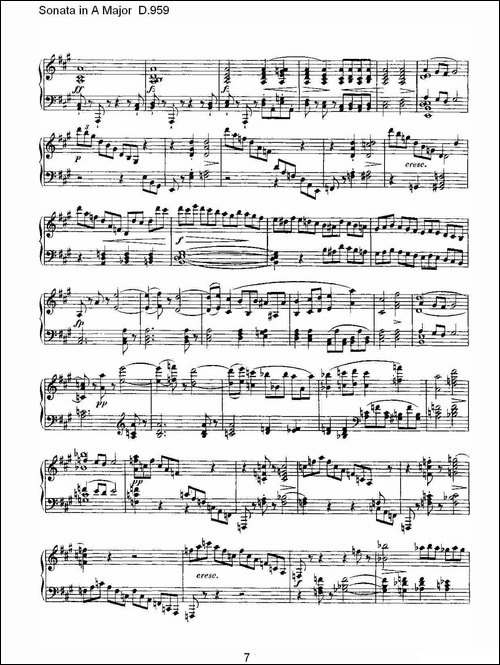 Sonata in A Major D.959-A大调奏鸣曲 D.959-钢琴谱