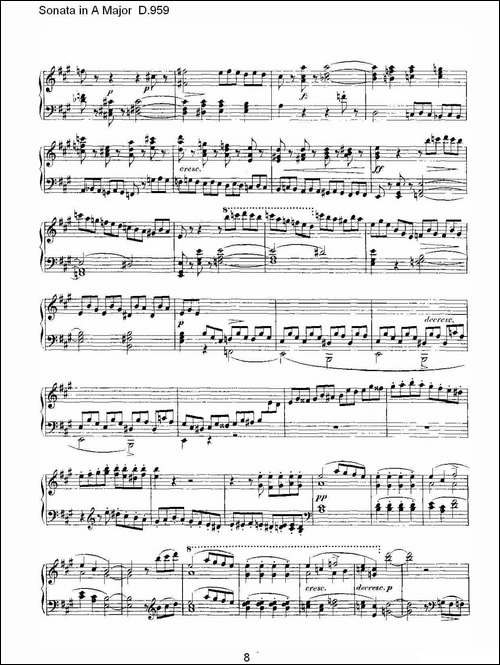 Sonata in A Major D.959-A大调奏鸣曲 D.959-钢琴谱
