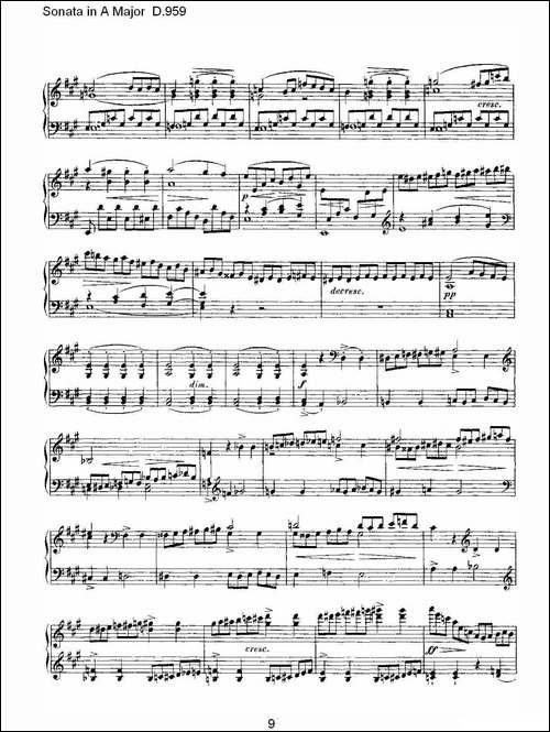 Sonata in A Major D.959-A大调奏鸣曲 D.959-钢琴谱