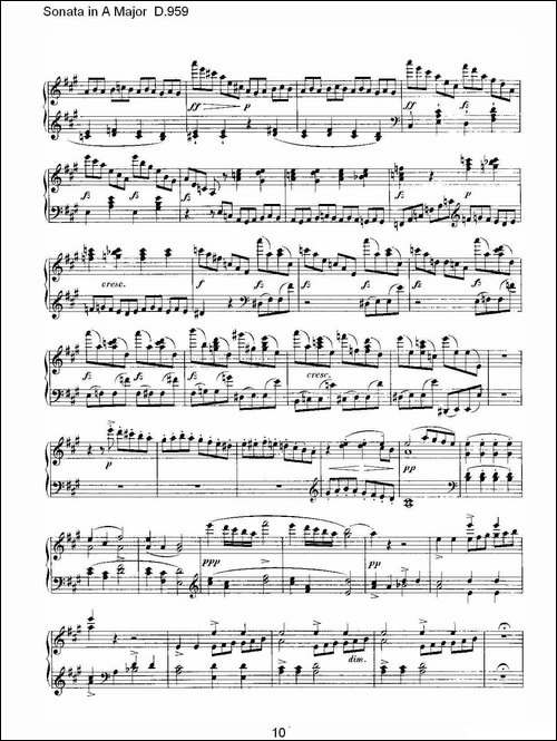 Sonata in A Major D.959-A大调奏鸣曲 D.959-钢琴谱