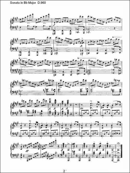 Sonata in Bb Major D.960-Bb大调奏鸣曲 D.960-钢琴谱