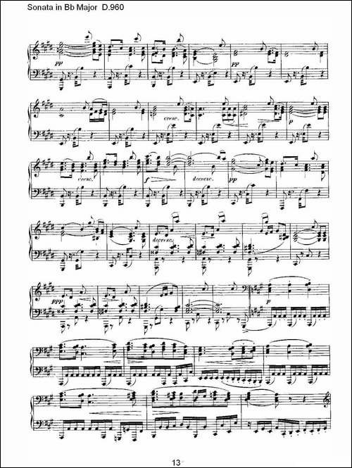 Sonata in Bb Major D.960-Bb大调奏鸣曲 D.960-钢琴谱
