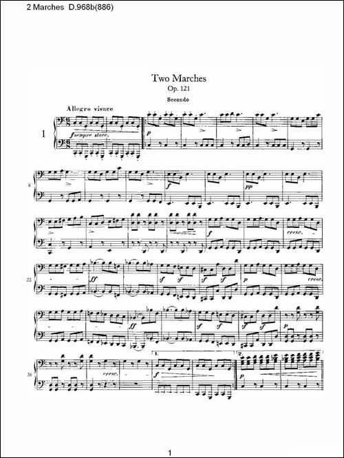 2 Marches D.968b-886 [2进行曲 D.968]-钢琴谱