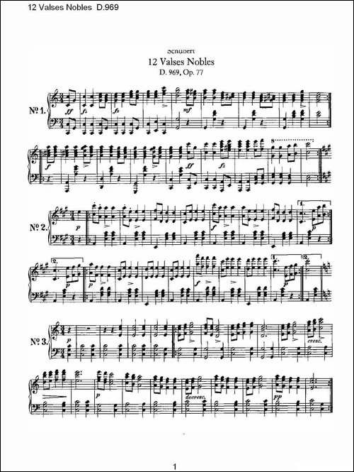 12 Valses Nobles D.969-12 贵族圆舞曲 D.969-钢琴谱