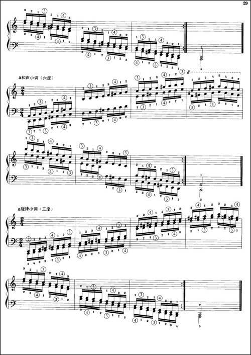 钢琴音阶练习：三度、六度同向四个八度-钢琴谱
