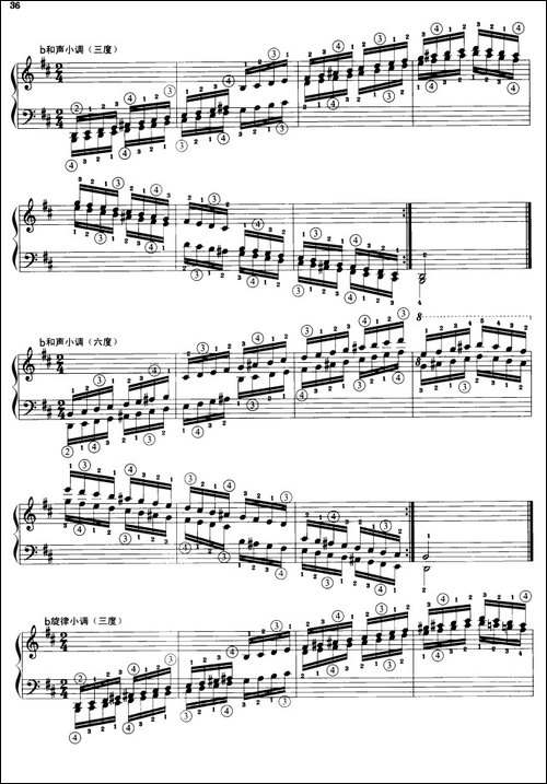 钢琴音阶练习：三度、六度同向四个八度-钢琴谱
