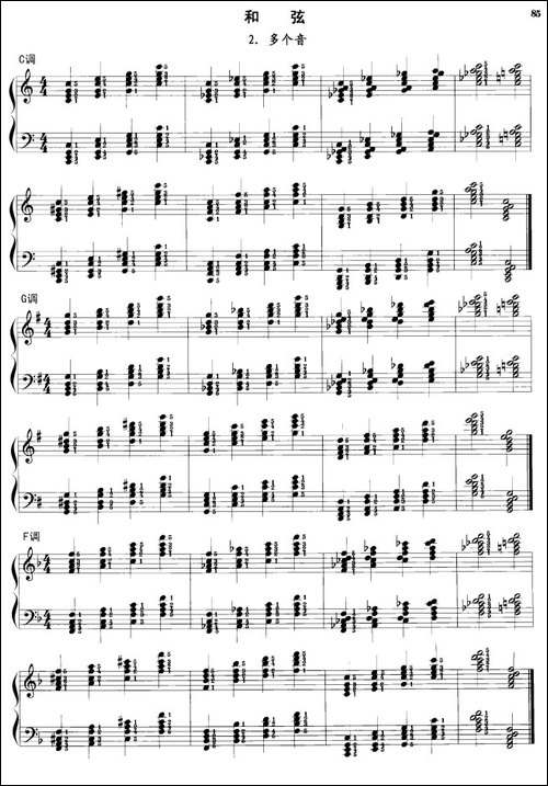 钢琴和弦练习：多个音-钢琴谱