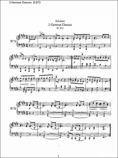 3 German Dances D.973-3德国舞曲 D.973-钢琴谱