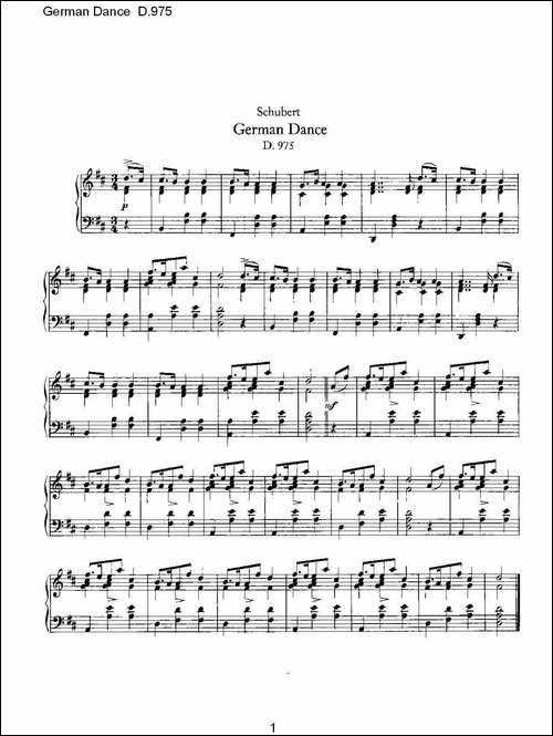 German Dance D.975-德国舞曲 D.975-钢琴谱