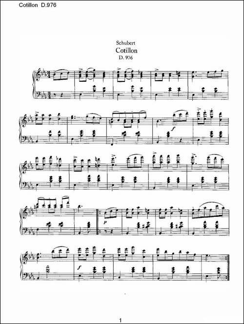 Cotillion D.976-沙龙舞曲D.976-钢琴谱