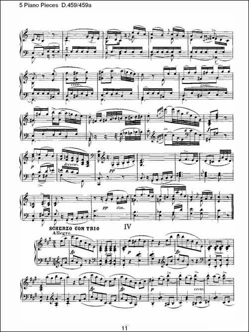 5 Piano Pieces D.459459a-钢琴五联奏D.459459a-钢琴谱