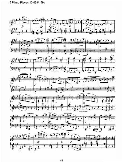 5 Piano Pieces D.459459a-钢琴五联奏D.459459a-钢琴谱