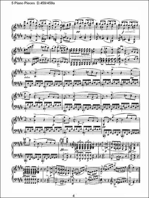5 Piano Pieces D.459459a-钢琴五联奏D.459459a-钢琴谱